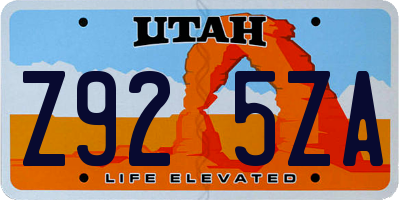 UT license plate Z925ZA