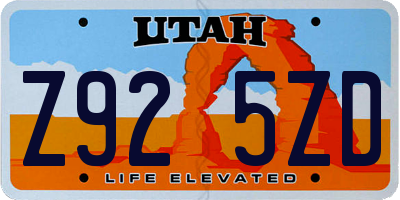 UT license plate Z925ZD