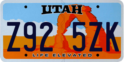 UT license plate Z925ZK