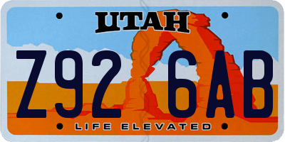 UT license plate Z926AB