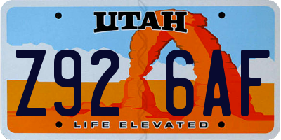 UT license plate Z926AF