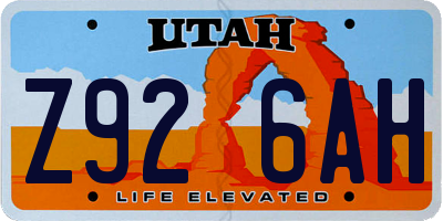 UT license plate Z926AH