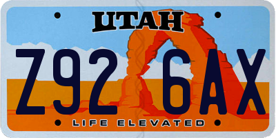 UT license plate Z926AX
