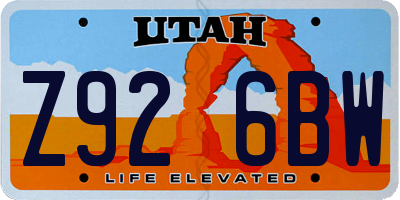 UT license plate Z926BW