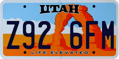UT license plate Z926FM
