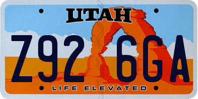 UT license plate Z926GA