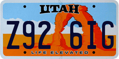 UT license plate Z926IG