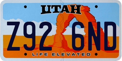 UT license plate Z926ND