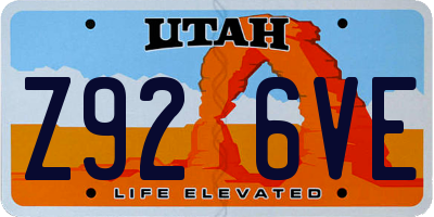 UT license plate Z926VE