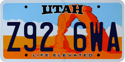 UT license plate Z926WA