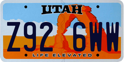 UT license plate Z926WW