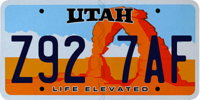 UT license plate Z927AF