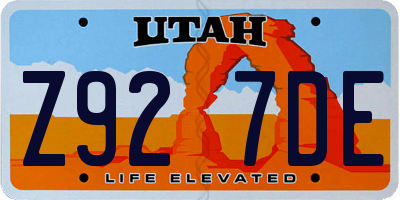 UT license plate Z927DE