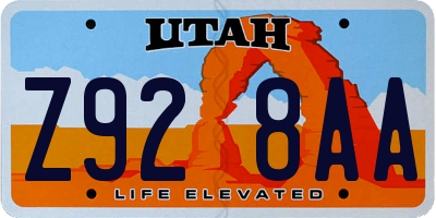 UT license plate Z928AA