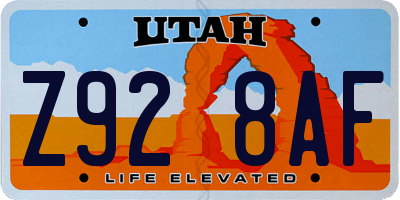 UT license plate Z928AF