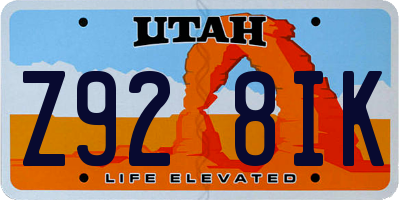 UT license plate Z928IK