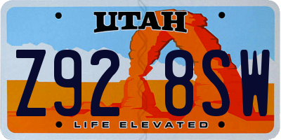 UT license plate Z928SW