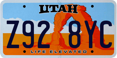 UT license plate Z928YC