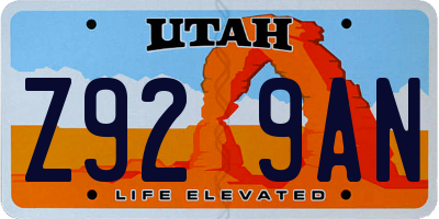 UT license plate Z929AN