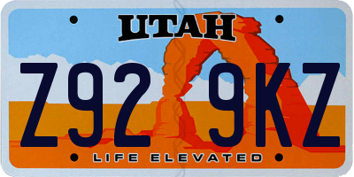 UT license plate Z929KZ