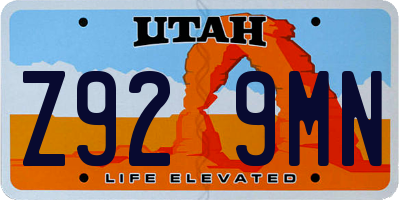 UT license plate Z929MN