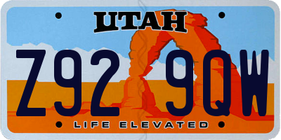 UT license plate Z929QW