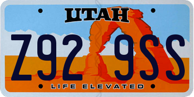 UT license plate Z929SS