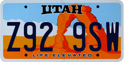 UT license plate Z929SW