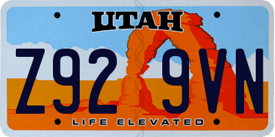 UT license plate Z929VN