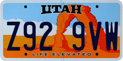 UT license plate Z929VW