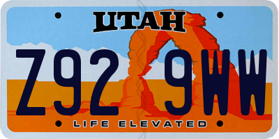 UT license plate Z929WW