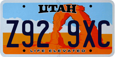 UT license plate Z929XC
