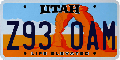 UT license plate Z930AM