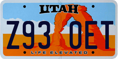 UT license plate Z930ET