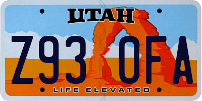 UT license plate Z930FA