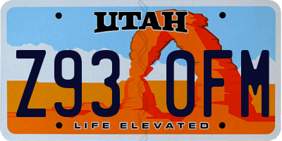 UT license plate Z930FM