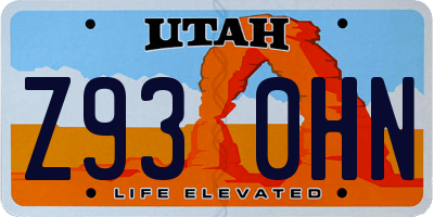 UT license plate Z930HN