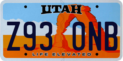 UT license plate Z930NB