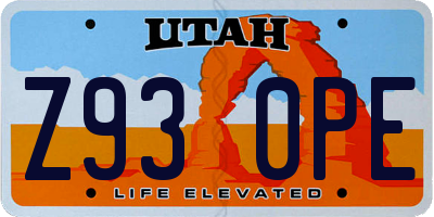 UT license plate Z930PE
