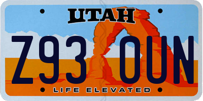UT license plate Z930UN