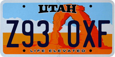 UT license plate Z930XF