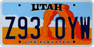 UT license plate Z930YW