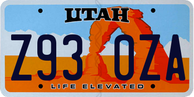 UT license plate Z930ZA