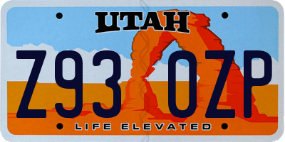 UT license plate Z930ZP