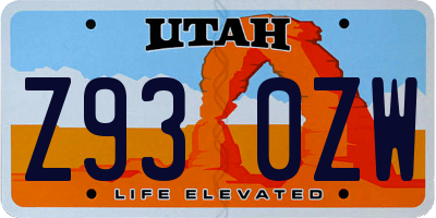 UT license plate Z930ZW