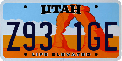 UT license plate Z931GE