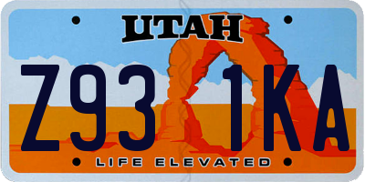 UT license plate Z931KA
