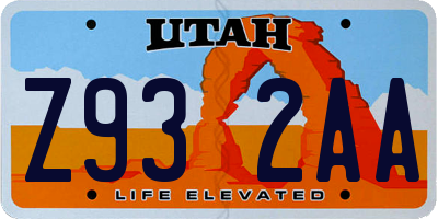 UT license plate Z932AA