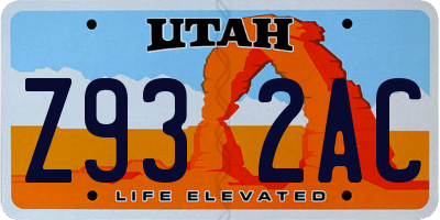 UT license plate Z932AC