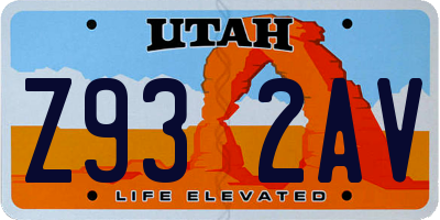 UT license plate Z932AV
